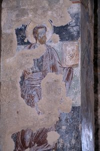 Heiliger, Fresko in der Kirche Agios Nikolaos, byzantinische Stadt Mystras (UNESCO-Welterbeliste) von Unbekannt Unbekannt