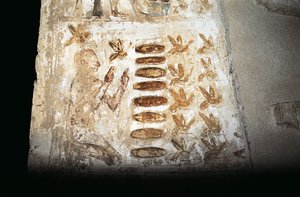 Wandmalerei, die eine Szene der Bienenzucht darstellt, auf einer Säule des Hypäthralhofs, aus dem Grab von Pabasa, Asasif (Foto) von Unbekannt Unbekannt