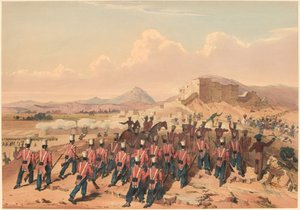 Sturm auf Khelat. Das 17. Regiment nimmt die Höhen (Farblitho)