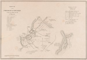 Skizze der Festung Ghuznee. Am 23. Juli 1839 im Sturm erobert von Lieutenant Thomas Wingate