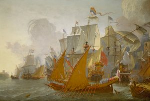 Kampf zwischen der niederländischen Flotte und Barbarenpiraten, ca. 1670
