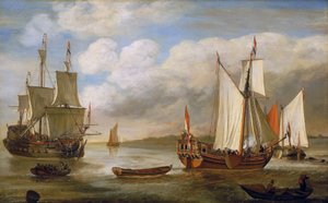 Verschiedene niederländische Boote: Segelboote, Schiffe und Lastkähne
