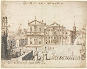 Achtzehn Ansichten von Rom: Die Kirche Santa Maria in Vallicella von Lievin Cruyl