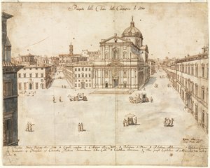 Achtzehn Ansichten von Rom: Die Kirche des Gesù, 1665 von Lievin Cruyl