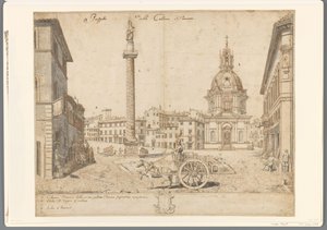 Ansicht von Rom mit der Trajanssäule und der S. Maria di Loreto von Lievin Cruyl