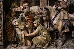 Altarbild, Mittelteil, Detail, das Ohnmachtsgefühl der Jungfrau von Ligier Richier