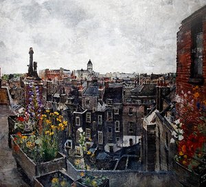 Himmel und Blumen der Stadt London (Dächer von High Holborn) 1930er von Lily Delissa Joseph