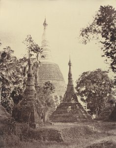 Rangoon: Nahansicht der Shwe-Dagon-Pagode, November 1855 von Linnaeus Tripe
