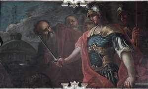 Alexander der Große durchtrennt den Gordischen Knoten, 1736-1737 von Livio Retti
