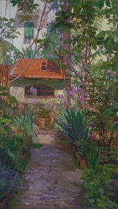 Der Triptychon oder Garten in Blüte (Seitenpaneel) (1907) von Llewelyn Lloyd