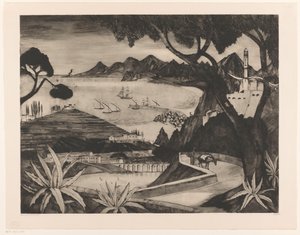 Berglandschaft mit Bucht auf Korsika