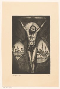 Christus am Kreuz von Lodewijk Schelfhout (signed by artist)