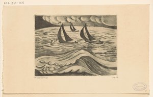 Drei Segelschiffe bei Sturm auf See von Lodewijk Schelfhout (signed by artist)