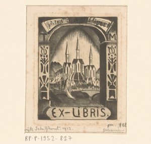 Ex libris von T. Mengelberg von Lodewijk Schelfhout (signed by artist)