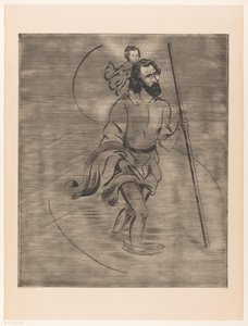 Heiliger Christophorus mit dem Christuskind von Lodewijk Schelfhout (signed by artist)