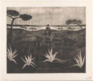 Hirte mit einer Schafherde in einer Hügellandschaft von Lodewijk Schelfhout (signed by artist)