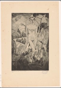 Nackte Frau in Hügellandschaft von Lodewijk Schelfhout (signed by artist)