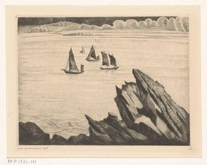 Segelschiffe an der bretonischen Küste von Lodewijk Schelfhout (signed by artist)