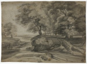 Flusslandschaft mit bewaldeten Ufern von Lodewijk de Vadder