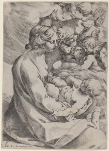Madonna und Kind mit Engeln von Lodovico Carracci