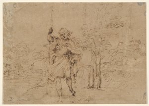 Heiliger Christophorus (oder Heiliger Rochus?) in einer Landschaft von Lodovico Carracci