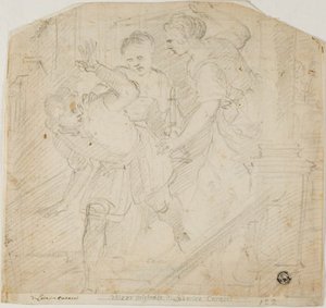 Zwei Frauen jagen einen Mann von Lodovico Carracci