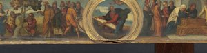 Moses und die Gesetzestafeln, der Fluch des verdorrten Feigenbaums und das Scherflein der Witwe von Lodovico Mazzolino
