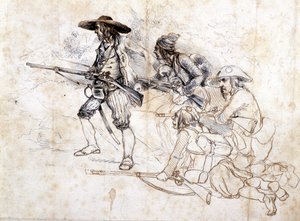 Soldaten Chouans - Zeichnung von Léonce Pepetit, B.M. de Dinan von Léonce Justin Alexandre Petit