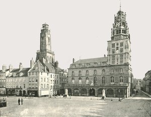 Der Wachturm und das Rathaus, Calais, Frankreich, 1895 von London Stereoscopic and Photographic Co