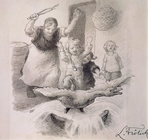 Das hässliche Entlein, Illustration von Lorenz Frolich für Märchen von Hans Christian Andersen von Lorens Frolich