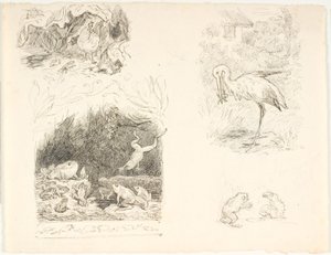 Vier Entwürfe für Illustrationen zu Die Kröte, H.C. Andersens Neue Märchen und Geschichten