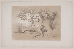 Die Flucht, S. 23, Illustration zu Christian Winthers "Hjortens Flugt" von Lorenz Frølich