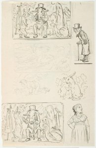 Sieben Entwürfe, u.a. zu H.C. Andersens Der Schnellläufer, Die Schnecke und die Rosenhecke und Anne Lisbeth von Lorenz Frølich