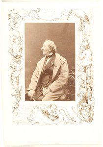 Randzeichnung um ein Foto von H.C. Andersen