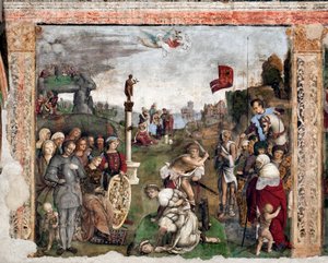 Leben der hl. Cäcilia: Martyrium von St. Valerian und Tiburtius von Lorenzo Costa