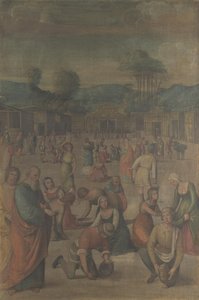Die Israeliten sammeln Manna aus der Geschichte von Moses, nach 1508 von Lorenzo Costa