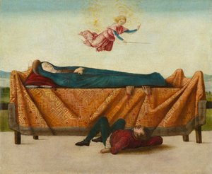 Das Wunder des Katafalks (Panel B), ca. 1500-1506 von Lorenzo Costa