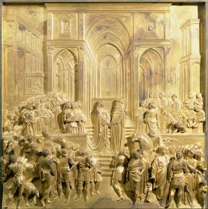Das Treffen von König Salomo und der Königin von Saba, Originaltafel von den Osttüren des Baptisteriums von Lorenzo Ghiberti
