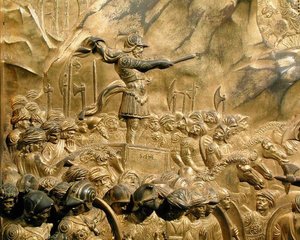 Die Geschichte von David und Goliath, Detail von Saul, vom Originalpanel der Osttüren des Baptisteriums