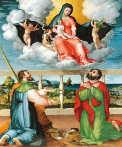 Madonna in Herrlichkeit mit den Heiligen Cosmas und Damian in Anbetung