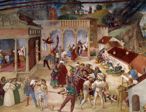 Martyrium der Heiligen Barbara, Freskendetail aus Geschichten der Heiligen Barbara