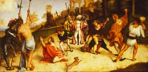 Martyrium des Hl. Stephanus, Teil des Martinengo-Altarbildes von Lorenzo Lotto, ca. 1516 von Lorenzo Lotto