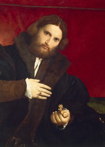 Porträt eines Gentlemans mit Löwenpfote von Lorenzo Lotto