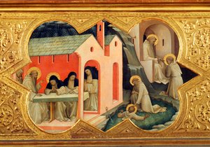 Geschichte von St. Bernhardin und St. Benedikt, Detail der Predella der Krönung der Jungfrau von Lorenzo Monaco