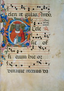 Illuminierte Initiale mit der Figur des Heiligen Hieronymus (Corale 5, c. 138), für Chorbuch 5 von Santa Maria degli Angeli von Lorenzo Monaco