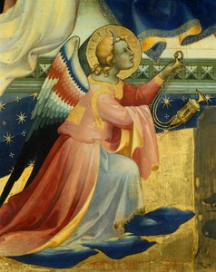 Kniender Engel, Detail aus dem zentralen Panel der Krönung der Jungfrau von Lorenzo Monaco (ca. 1370-1425)