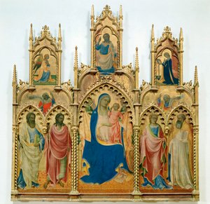 Madonna und Jesuskind, Heilige; oben: Verkündigung von Lorenzo Monaco