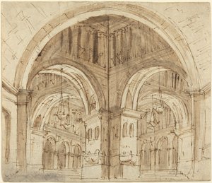 Entwurf für eine gewölbte Halle von Lorenzo Sacchetti