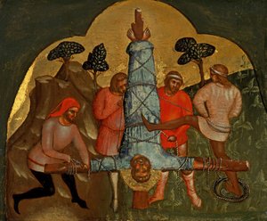 Die Kreuzigung des Petrus Predella-Panel, ca. 1370