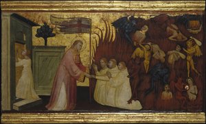 Der heilige Laurentius befreit Seelen aus dem Fegefeuer. Szenen aus dem Leben des heiligen Laurentius, Predella, ca. 1412 von Lorenzo di Niccolò